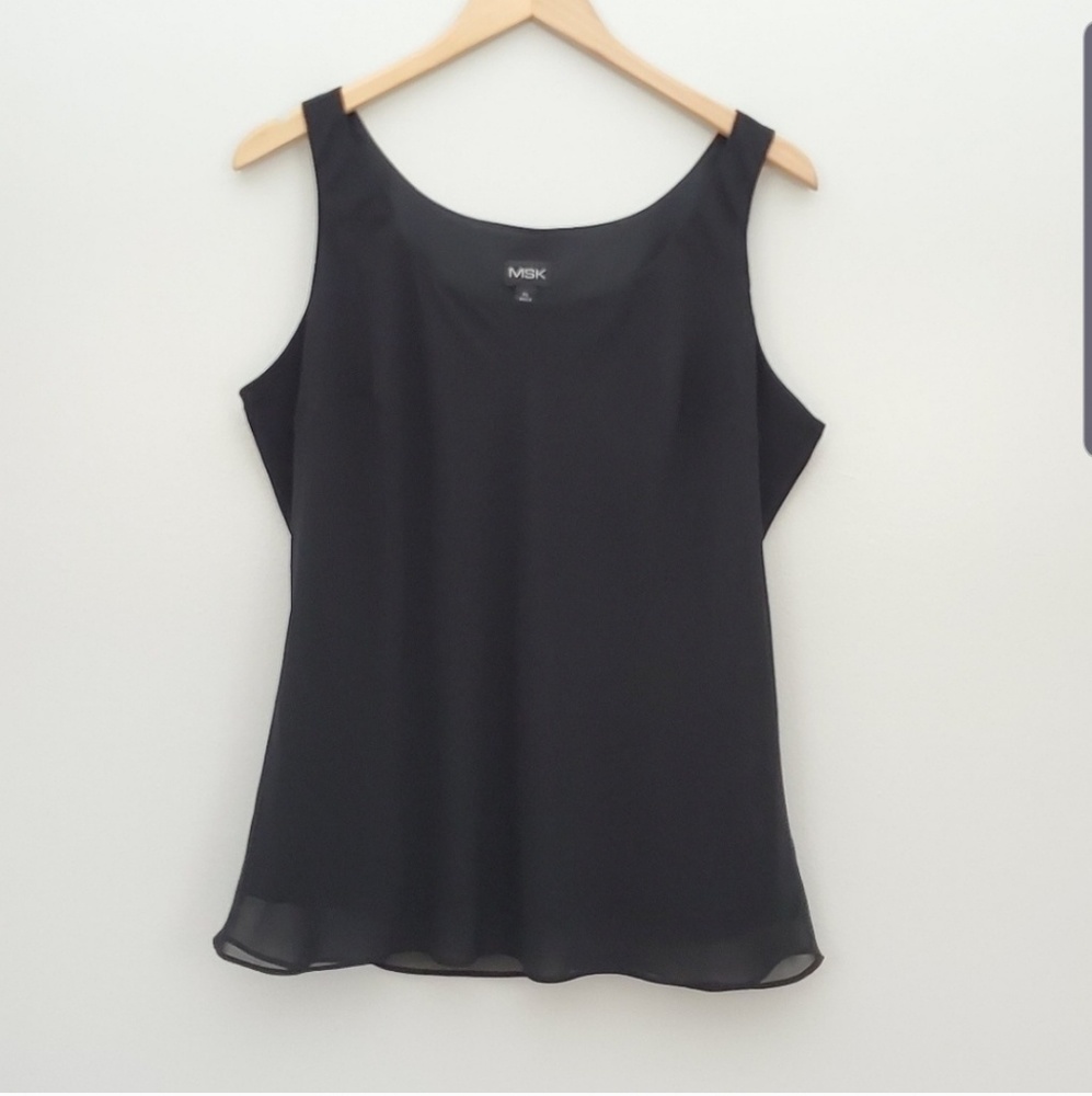 MSK black tank top sheer overlay xlarge